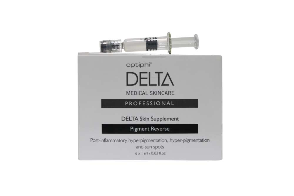 Optiphi Skin Supplements Pigment Reverse brightening booster with niacinamide and mandelic acid for uneven skin tone, pigmentation concerns, and enhanced radiance.